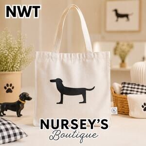 Park Life Designs Parkie Dachshund Organic Cotton Canvas Tote Bag NWT